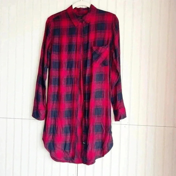 Rails Size XS  Bianca Plaid Flannel Shirt Dress Tunic - Picture 2 of 5